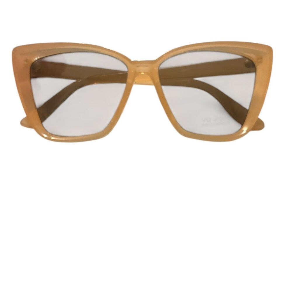 Tan Cat Eye Blue Light Glasses Chic Oversized Fashion Frames